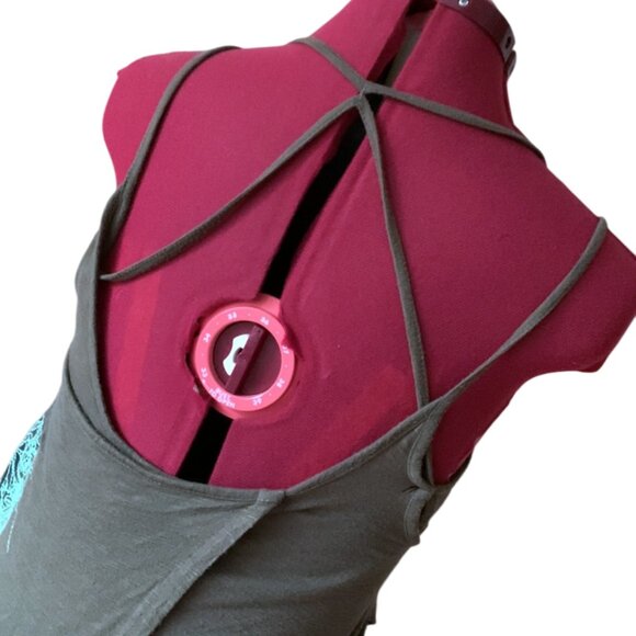 DIESEL / Multi layers asymmetric tank top Kaki Green with leaves print - XS - Picture 4 of 9